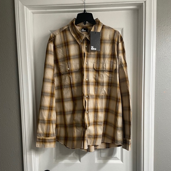The Kooples Yellow and Brown Plaid Casual Button Down Shirt - Picture 1 of 2
